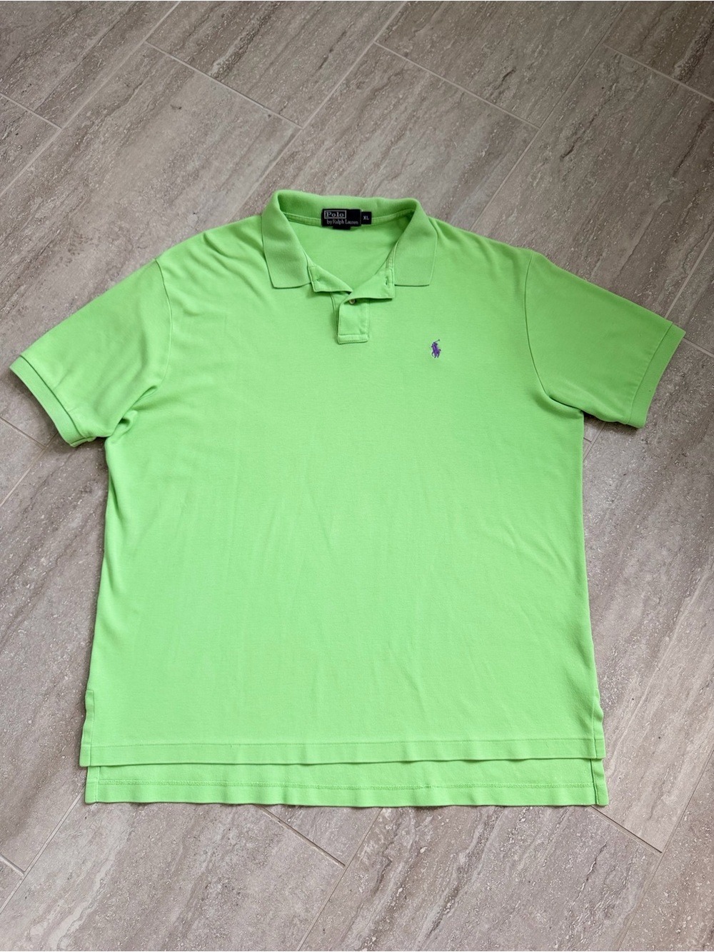 Polo Ralph Lauren Mens XL Green Purple Pony Short Sleeve Cotton Polo Shirt Golf
